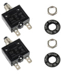 20 Amp Push Button Circuit Breaker 125 To 250V AC And 50V DC, black L1 series with two terminals and reset rings