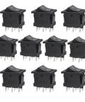 10 Pack DPDT Rocker Switch 6 Pin On On 2 Position Snap In Boat Rocker Switch For Electrical Projects AC 250V 6A And AC 125V 10A Dual Voltage Rating Black Durable Housing, pack of 10