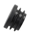 Side view of a black round plastic plug end cap from the Twenty Pack Seven Eighths Inch Round Plastic Plug End Caps For Furniture Tubing Fit Inner Diameter 0.78 To 0.82 Inch Black Durable PE Suitable For DIY Projects Home Improvement And Industrial Use.