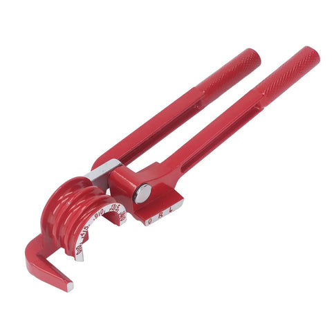 Heavy Duty Manual Pipe Bender For Copper Brass Aluminum And Steel delivering smooth 180 degree turns, red metal construction.