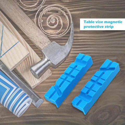 Magnetic Bench Vise Jaw Pads 2 Pack With Multi Groove Grips Vise Holder Protectors For Milling And Cutter Bench Vise Accessories Blue Plastic Non Slip Industrial Grade Durable Build with tools