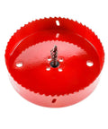 Six And One Eighth Inch Hole Saw Kit For Wood And Plywood With HSS Bi Metal Cutter And Pilot Drill Bit, red hole cutter