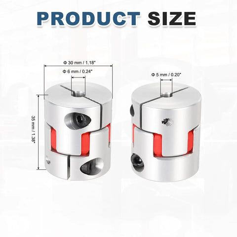 Aluminum Plum Flexible Shaft Coupling 5mm To 6mm For 3D Printer And CNC Machines 30mm Diameter By 35mm Length Motor Connector With Hex Wrench Solid Pick For Servo And Stepper Motors, 30mm size