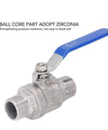 Badass 3/4 Inch 304 Stainless Steel Ball Valve With Npt Male Threads Top Shelf Rust Proof Design For Water And Oil Lines, blue handle.