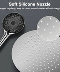 Rainfall Shower System With 10 Inch Handheld, depicting silicone nozzles and chrome finish for smooth water flow.
