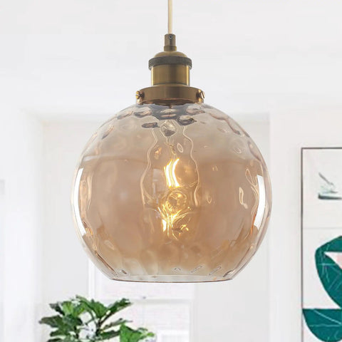 Plug In Pendant Light With Dimmable Switch And Blue Glass Hammered Globe Shade For Dining Room Kitchen Island And Bedroom Dope Farmhouse Vibe Hanging Light Fixture On Cord Six Candle Style