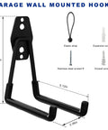 Wall Mounted Carbon Steel Garage Hooks Ev Charger Holder Anti Slip Coating Heavy Duty Storage for cables, 5.12in size.