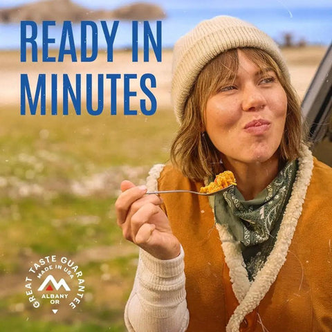 Person enjoying Freeze Dried Diced Chicken For Survival Meals In A 10 Can Gluten Free 14 Servings Just Add Water Ready In Under 10 Minutes