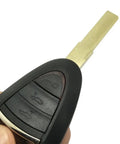 Porsche Key Fob Cover Case Replacement 3 Button Shell Fits 911 Cayman Boxster Carrera GT Remote Key Fob Easy Install No Reprogramming Needed Durable Plastic Exterior close-up view