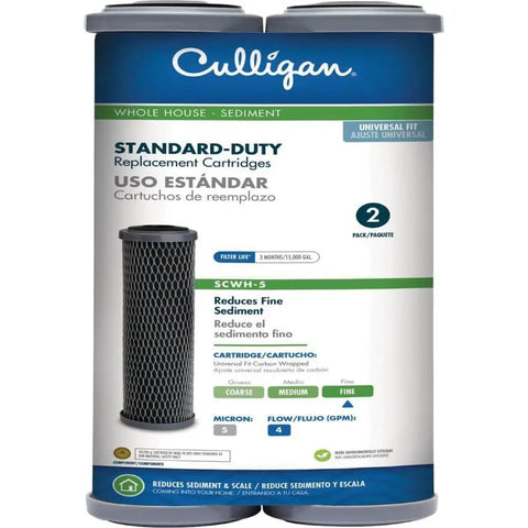 Whole House Water Filter Cartridges Pack Of 2 For Standard-Duty Carbon Replacement, Cuts Sediment, Rust, Scale, Dirt And Chlorine Taste Odor, Up To 15,000 Gallons, 4 GPM Flow, Easy Install