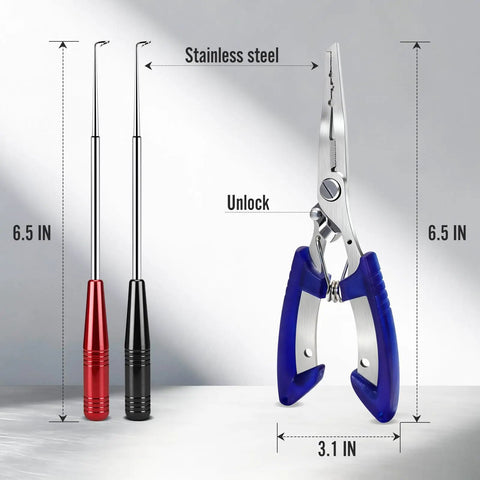 Grab And Go Fishing Pliers Set With Two Magnetic Hook Removers And Split Ring Pliers Non Slip Handles For Bass Trout Catfish