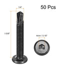 Self Drilling Hex Socket Screws 1/4 x 1-5/8 Inches, 410 Stainless Steel Flat Head Black Drilling Screws Built Tough For Metal And Wood, Corrosion Resistant Fasteners, 50-Pack