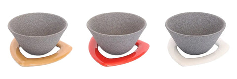Japanese Ceramic Coffee Filter With Reusable Blue Dripper Stand And Eco Friendly Micropore Design For A Smooth Next Level Pour Over Brew That Truly Hits Different in three color variations on stands.