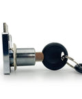Solid Zinc Alloy Cabinet Lock With Keys For Drawer And Desk Security, rust resistant silver tumbler hardware side view.
