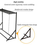 Rolling Life Jacket Display Rack for Pools and Docks, 3 tier iron frame with reinforced crossbar and triangular base, stability focus