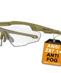 Rugged Ballistic Safety Glasses For Range Use, ANSI Z87.1 Plus And OSHA Compliant, lightweight hex frame with tag