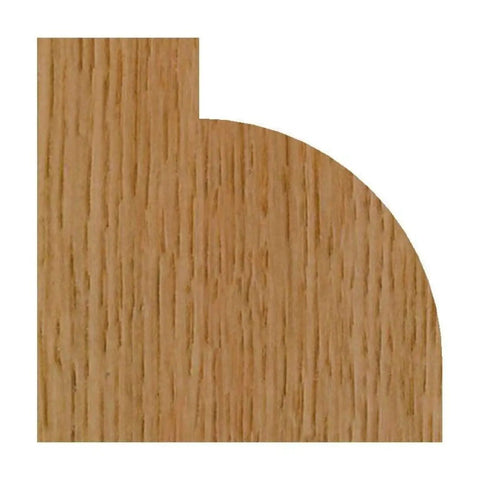 Wood edge finish created by One Half Inch Shank Roundover Bit With Three Quarter Inch Radius Two Inch Diameter One Inch Cutting Length.