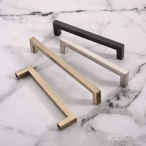 Brushed Antique Brass Square Cabinet Pulls Six And One Quarter Inch Center To Center Handles Pack Of Ten For Kitchen Cabinets Drawers And Dressers Hardware AL3041AB