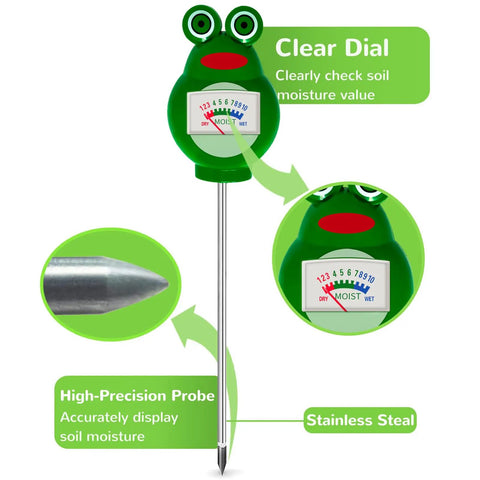 Battery Free Soil Moisture Meter For Indoor And Outdoor Plants, Hygrometer Moisture Sensor Soil Test Kit with frog design.