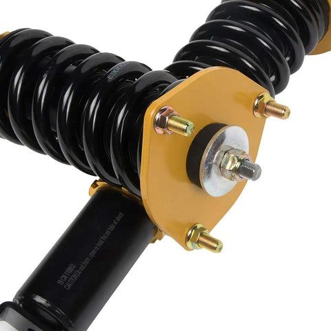 Close-up of Mazda RX-8 Coilovers Struts Kit 2004-2011 Height Adjustable Suspension System with spring and hardware details