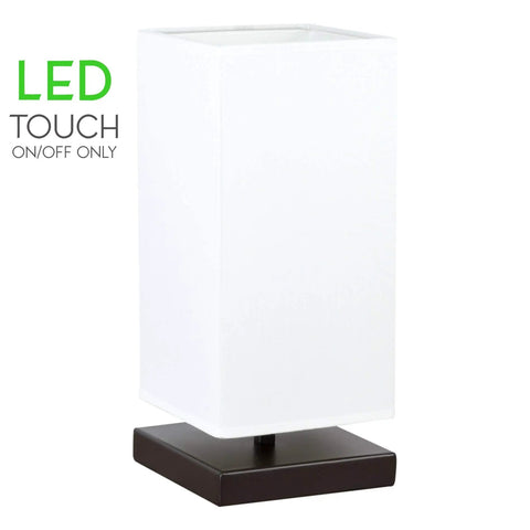 Lucerna 13-Inch Modern LED Touch Table Lamp With Oil Rubbed Bronze Finish And White Fabric Shade, Energy Efficient Nightstand Light
