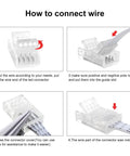 Steps to connect wires with Plug And Play 10 Pack 4 Pin 10mm LED Strip Connectors With 32.8ft RGB Extension Cable