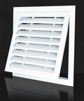 Universal Aluminum Access Panel With Smooth Shutter Vent For Drywall Or Ceiling Mount Featuring Nifty Pull Switch Operation, angled view showing mesh screen cover and heavy duty design.