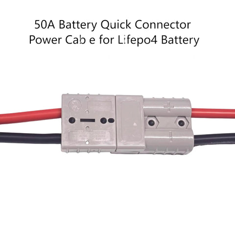 Heavy Duty 8AWG Battery Quick Connector Kit For LiFePO4 Systems, 50A Capacity, M8 Plug, 8 Gauge Cable, Charger Power Cable For Winch And Forklift, Flame Retardant Durable PC Cable, 1.64 Feet, gray connector with red and black cables