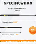 Specification image for Top Shelf Trunk Lid Lift Support Struts For Chevy Impala 2000 To 2005 Monte Carlo With Spoiler.