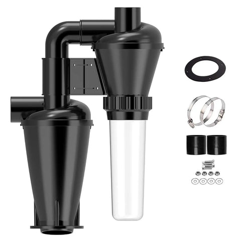 Turbo Diy Cyclone Dust Collector For Your Woodshop With Dual Filtration System 50Mm To 2In Inlet High Efficiency Fine Filter shown with parts