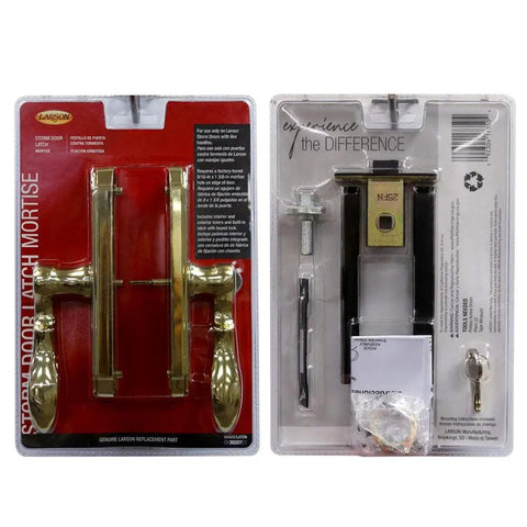 Storm Door Handle Set With Keyed Deadbolt Brass Lever Mortise M2 Edge Bore Ready For Easy Install, packaging view