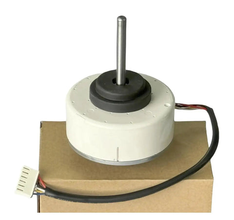 DC Brushless Air Conditioner Fan Motor 30W Inverter Drive RD 310 30 8T on box, white casing with attached wires