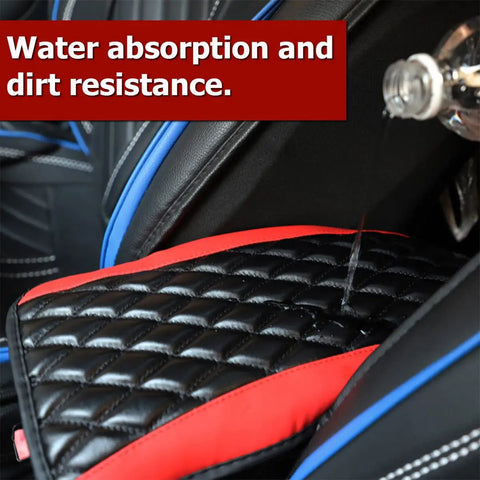 Fresh Fit Car Center Console Pad Red Waterproof Auto Interior Glow Up Heavy Duty PU Leather Armrest Cover with water resistance.