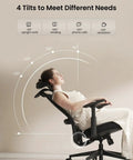 Person reclining on EC200 Ergonomic Office Chair With High Back Mesh Lumbar Support 3D Adjustable Headrest Sliding Seat