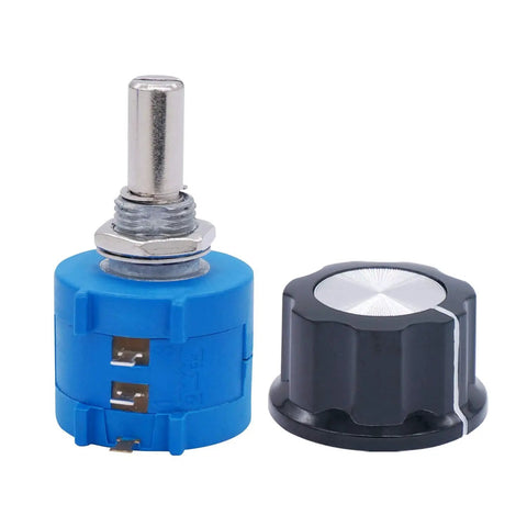 Two Pack 20K Ohm 10 Turn Rotary Wirewound Potentiometers With A03 Knobs Model 3590S 2 203L Precision Multi Turn Adjustable Resistors