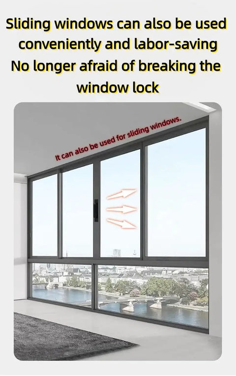 Product demo showing Adhesive Cabinet Handles Self Stick Drawer Pulls Black Zinc Alloy No Drill Required For Kitchen Cabinets Drawers Refrigerators Windows And Sliding Doors 8.25 Inch Length Anti Fingerprint Coating Resists Smudges And Water Stains on a sliding window