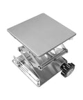 Stainless steel lab jack lift stand with scissor mechanism and 8x8 in square platform