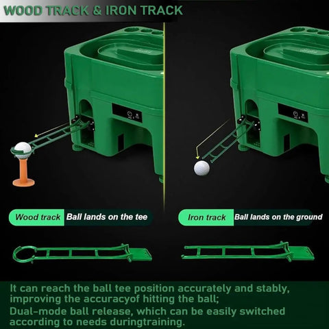 Hands Free Golf Ball Dispenser For Indoor Simulators And Driving Range With Auto Tee Up System And Cue Holder Infrared Sensor