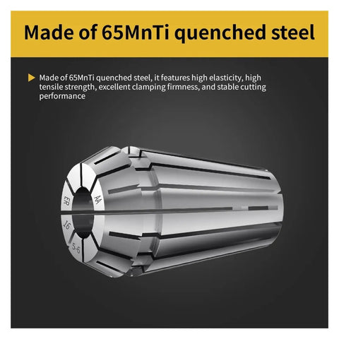 Get Your Spring Collet ER11 Up For Cnc Engraving And Milling Projects. Close-up of ER11 spring collet made from 65MnTi quenched steel.