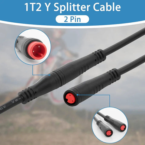 Y Splitter Extension Cable For Ebike 2 Female To 1 Male Waterproof Wire 7 Inch Length Keeps Lights Brakes Sensors Gear Sensor And Battery For Ride Ready 36V E Bikes Setup 2 Pack