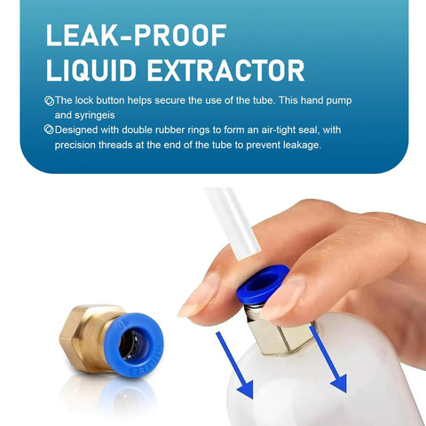 Close-up of Power Steering Fluid Extractor Kit For Cars 200cc Manual Oil Sucker Pump With Dual Hoses showing leak-proof feature.