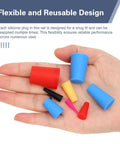 Grab This Awesome 110 Piece Silicone Plug Kit With Eight Diverse Sizes And Super Cool Colors For Painting, Powder Coating, And High Heat Protection That Truly Slaps. silicone plugs in hand, assorted sizes and colors