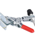 Two Pack Vertical Toggle Clamp Set With 50kg Holding Capacity, M5 Screw, 82mm Tall, Galvanized Iron Arrow Storage Case, Perfect For Woodworking, Welding, Drill Table Fixtures; red handle
