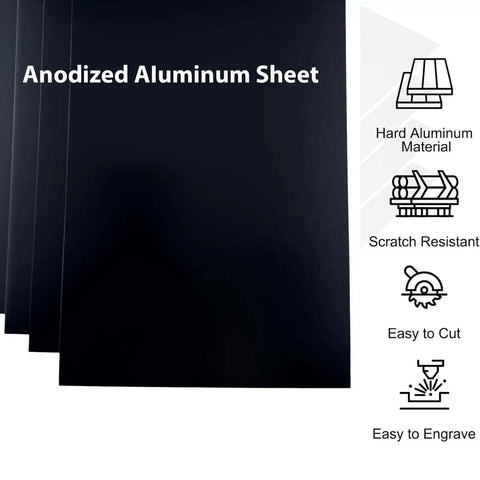 Premium Black Anodized Aluminum Sheets 5x7 Inch One Thirty Second Inch 0.8mm Corrosion Resistant Plates for Laser Engraving DIY Crafts