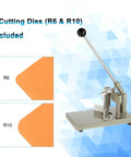 Beefy A3 Corner Cutter Machine With R6 And R10 Fillet Radius showing cutting dies and ergonomic handle.