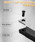 Components of Three Eighths Inch Indexable Carbide Turning Inserts Holder Set for Machining Lathes, including screw and alloy blade.