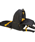 Open DGC533 USB Charging Tool Backpack with 33 pockets, displaying tool organization and storage features for job site use.