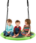 Two In One Kids Detachable Hanging Chair Swing Tent Set For Outdoor And Indoor Play, Kid Friendly Hammock Nest Pod, green saucer seat with three children