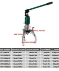 Real Deal Three Jaw Hydraulic Gear Puller And Heavy Duty Bearing Extractor For Wheel Hubs Rotors Sprockets Axles 10 Ton Cylinder with specifications.