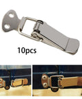 Heavy Duty Toggle Latch Lock With Spring Action For Secure Cabinet Box And Suitcase Closure Rust Resistant Metal Hardware Fitting Fits Furniture - close-up of nickel plated iron latch.